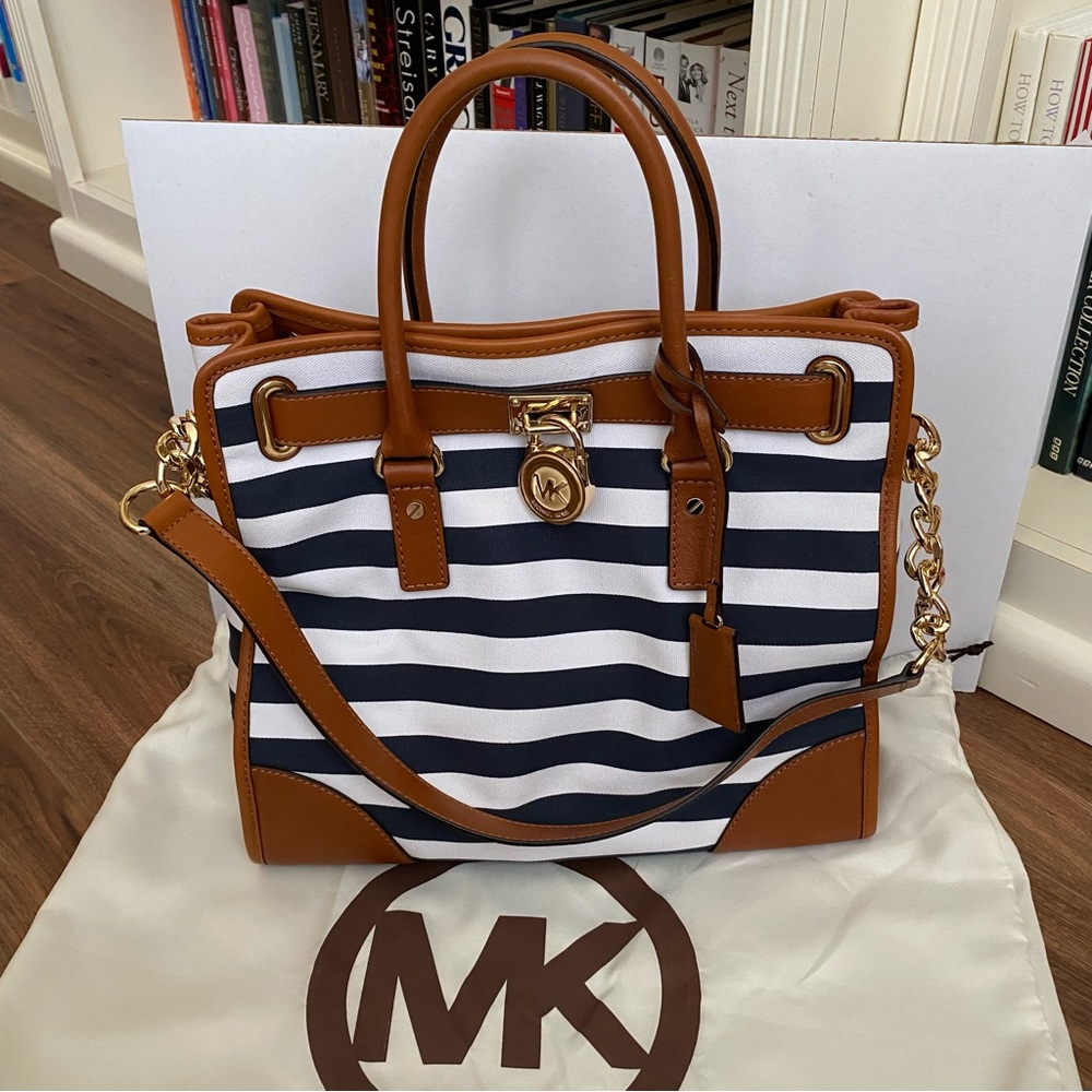 NWOT Michael Kors Striped Hamilton Tote